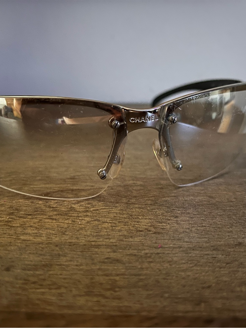 Y2K CHANEL Iconic 4009 Rimless Sunglasses in Silver with Brown Gradient Lenses